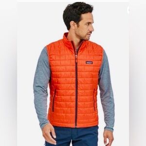 Patagonia Men’s Orange Nano Puff Vest Size Small